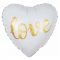 Шар фольга LOVE золото на белом FL18"/46см (Китай) сердце 20382