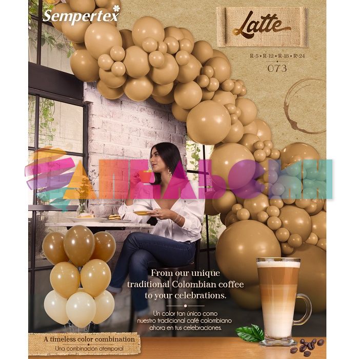 Шар пастель Коричневый S12"/30см (073) Latte Кофе Латте 12шт/уп (Колумбия) 386881