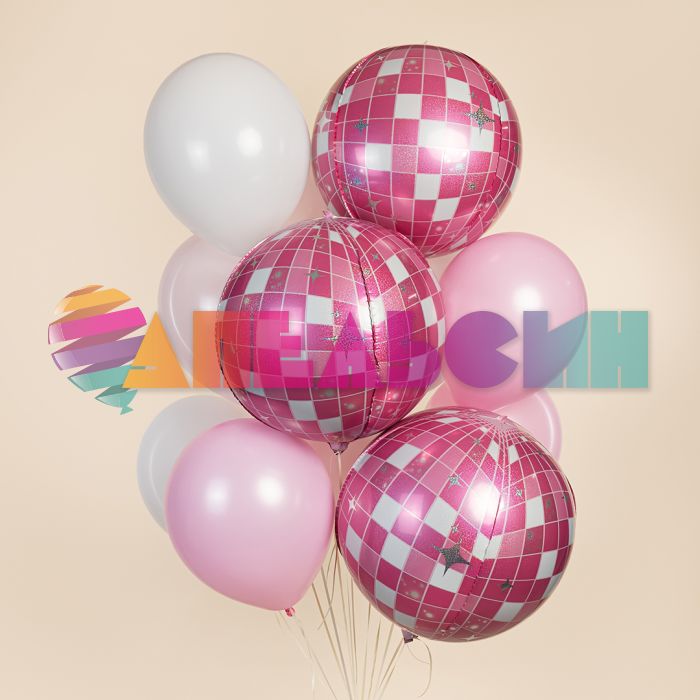 Шар сфера Диско розовый FL22"/56см (Китай) 27727