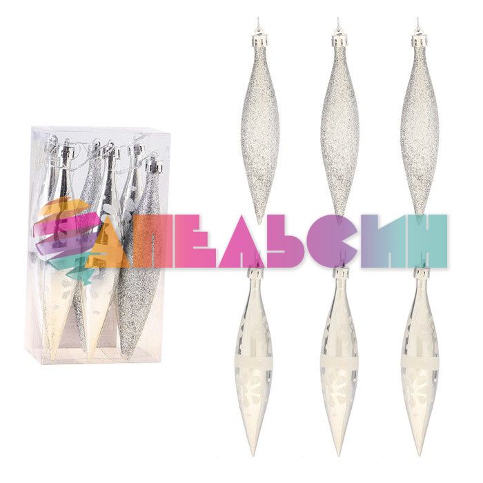 Игрушка на елку Сосульки МИКС 12см 6шт/уп пластик 729039-РАСПРОДАЖА