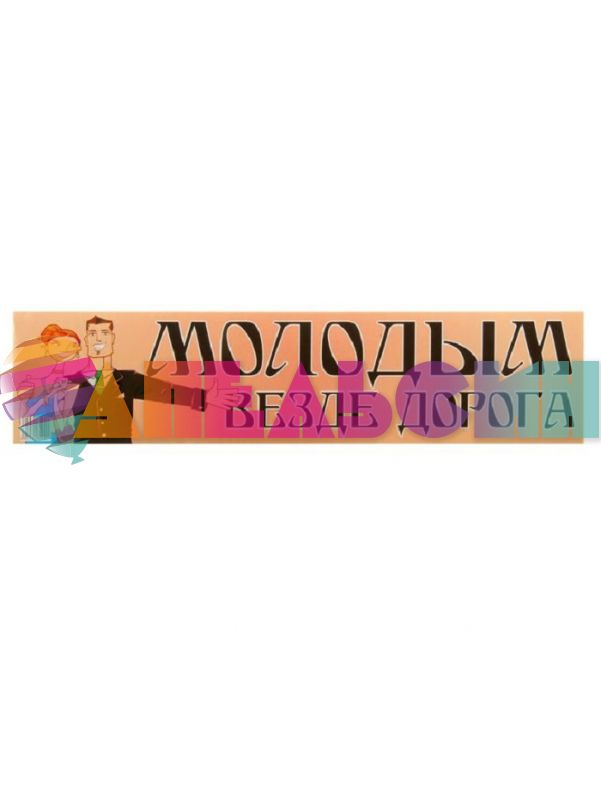 Наклейка Молодым везде дорога 11х52см на номер 840002-РАСПРОДАЖА