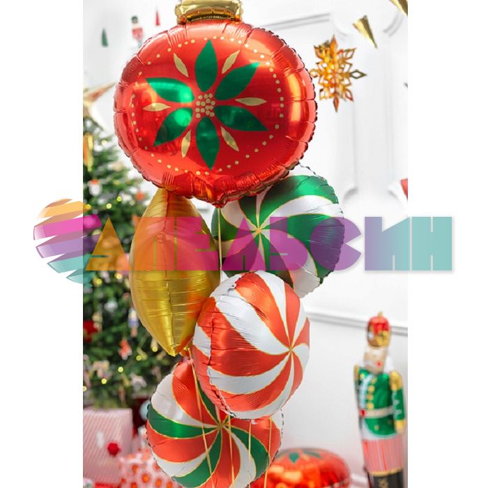 Шар фольга Леденец красный FL18"/48см (Китай) 23180