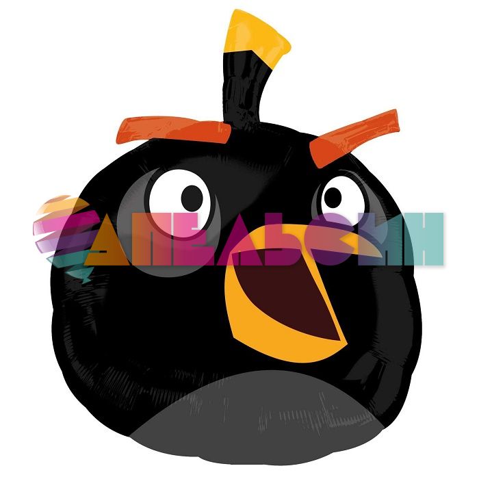 Шар фигура Злые птички Черный Angry Birds A25"/64см (США) 25466 1207-1492