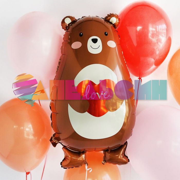 Шар фигура Мишка с сердцем Love FL31"/79см (Китай) 21903 1207-4699