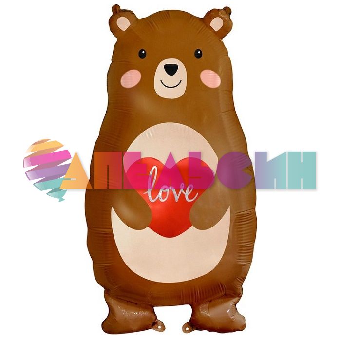 Шар фигура Мишка с сердцем Love FL31"/79см (Китай) 21903 1207-4699