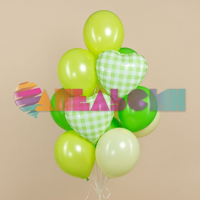 Шар фольга Клетка виши мятный FL18"/48см сердце (Китай) 27481