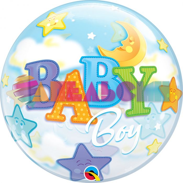 Шар сфера Baby Boy Луна и звезды Q22"/56см (США) баблс 1202-1420