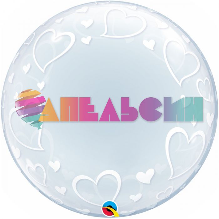 Шар сфера Сердца элегантные Q24"/62см (США) баблс 1202-1360