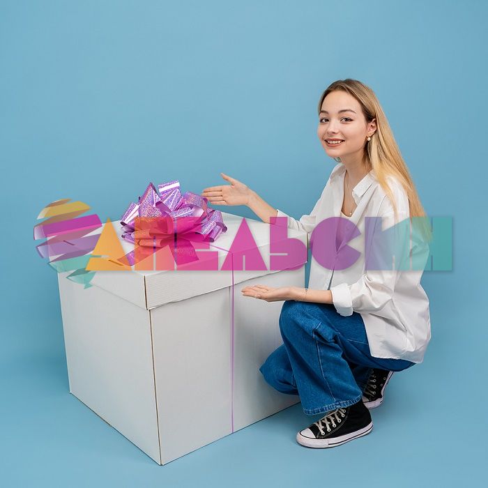 Бант Розовый d=36см голография 7см шар 661051