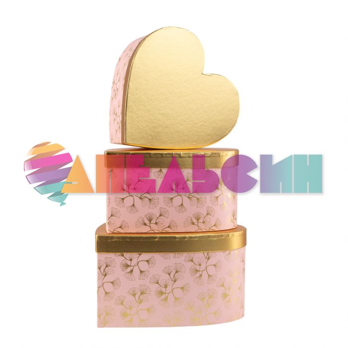 Коробка Лютики на розовом 28х29х16см сердце 10803-27D-1