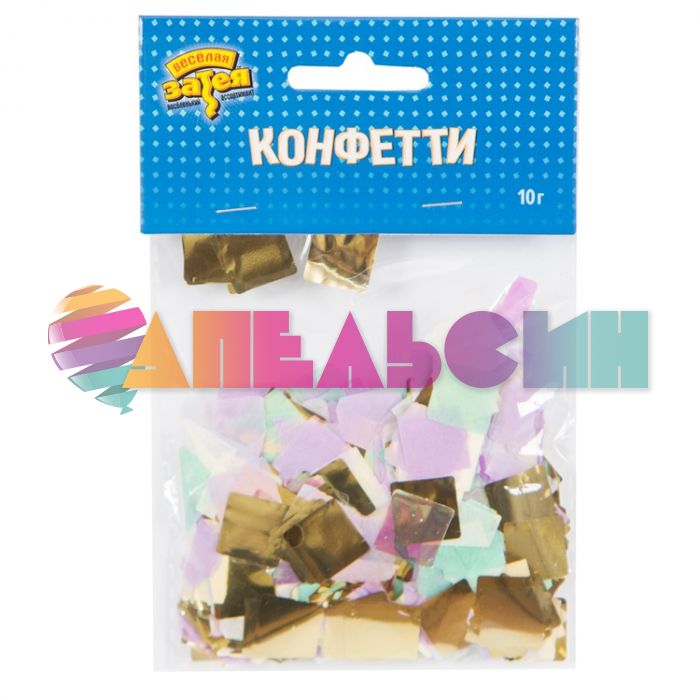 Конфетти Розовый МИКС (розовый, мятный, кремовый, золото) квадрат 1,5см 10гр 1501-4949