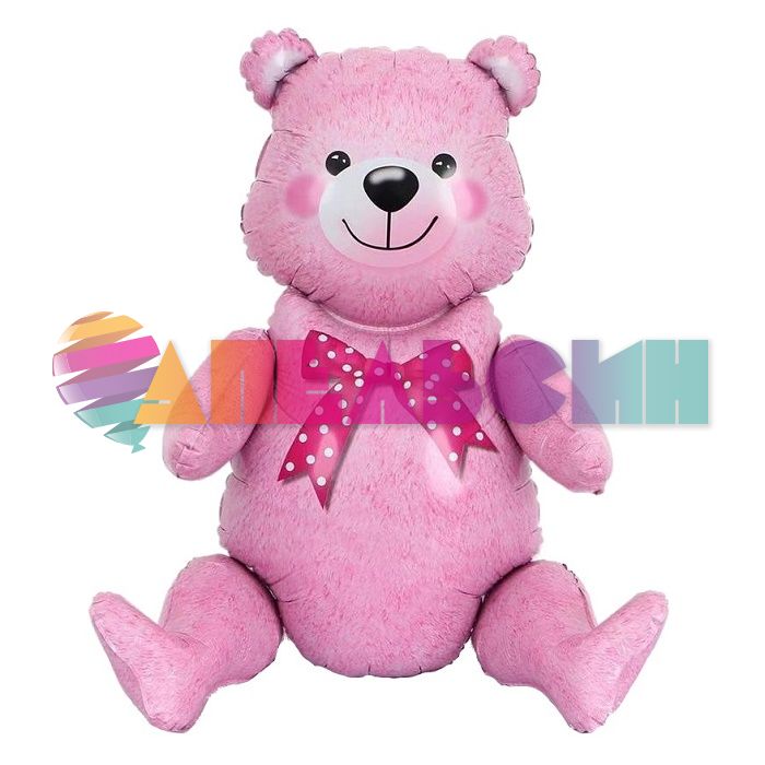 Шар ХОД Мишка розовый A22"/56см сидячий (Китай) воздух 15536