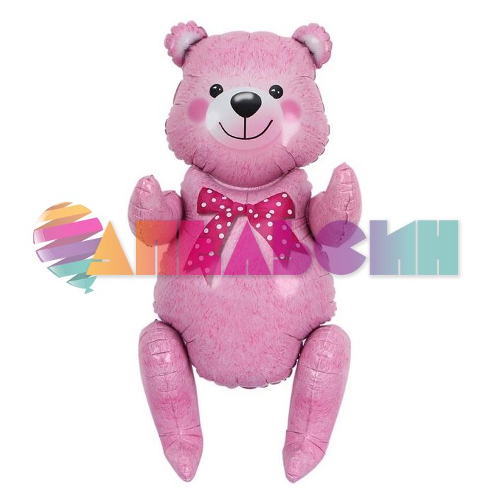 Шар ХОД Мишка розовый A22"/56см сидячий (Китай) воздух 15536