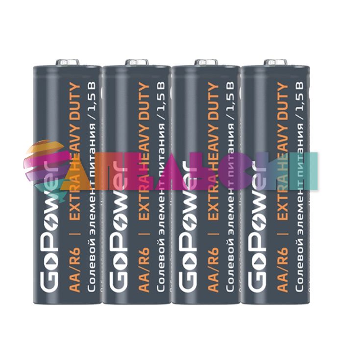 Батарейка GOPOWER EXTRA HEAVY DUTY AA/R6 4шт/уп солевая GOP R6-SR2