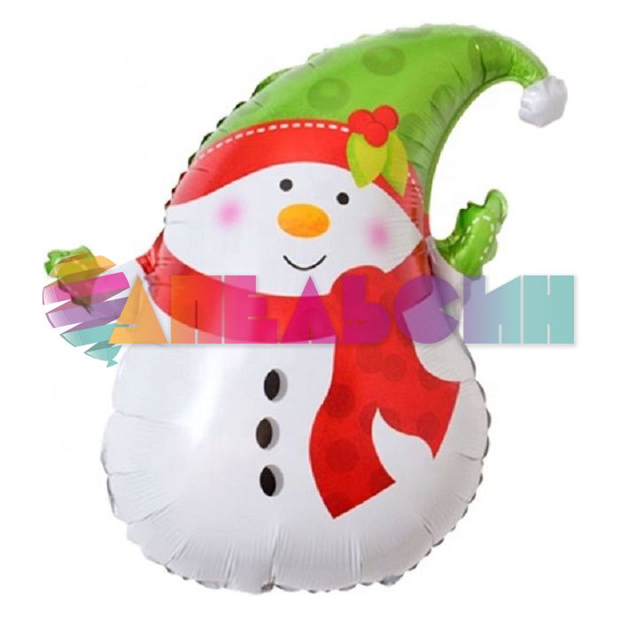 Мини фигура Снеговик в зеленом колпачке FL13"/33см с клапаном (Китай) 190688