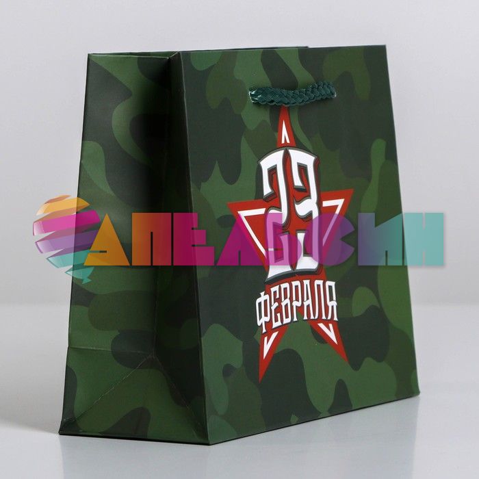 Пакет 23 февраля Звезда на камуфляже 12х15х6см глянец 6631905