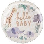 Шар фольга Hello baby Жираф слон носорог А18"/46см (США) 1202-3811