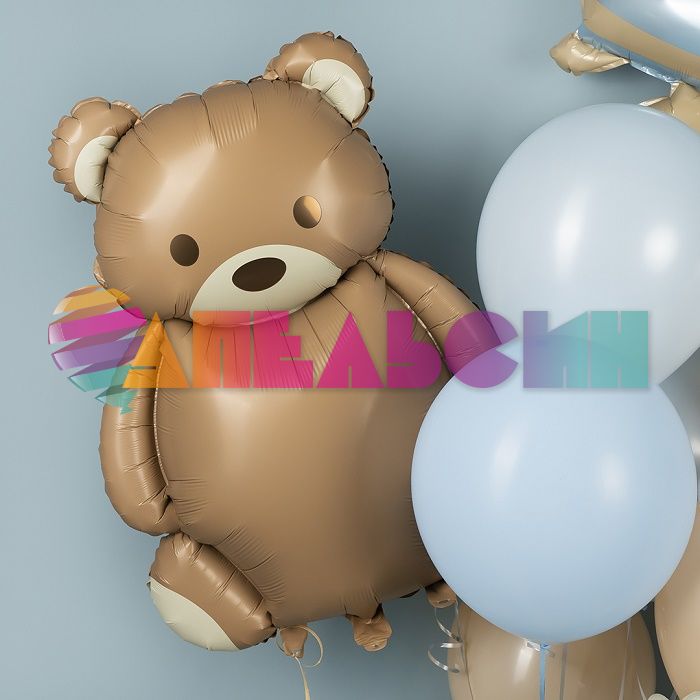 Шар фигура Мишка коричневый ретро сатин FL35"/89см (Китай) 26336