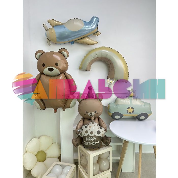 Шар фигура Мишка коричневый ретро сатин FL35"/89см (Китай) 26336