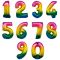 Шар цифра Радуга Т16"/41см градиент 2 (Китай) с клапаном 317-16-2-RB-QX