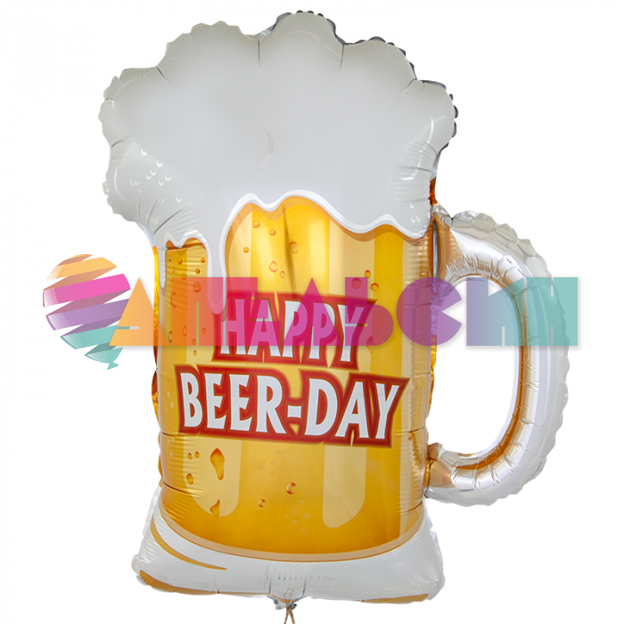 Шар фигура Пиво в кружке Happy Bear-day F28"/71см (Испания) 901787