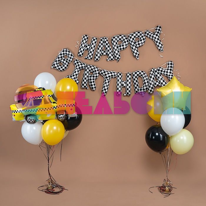 Надпись из шаров HAPPY BIRTHDAY Пит-стоп FL16"/41см (Китай) 26889