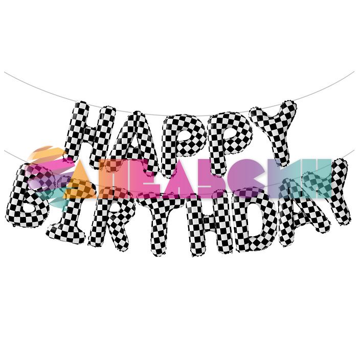 Надпись из шаров HAPPY BIRTHDAY Пит-стоп FL16"/41см (Китай) 26889