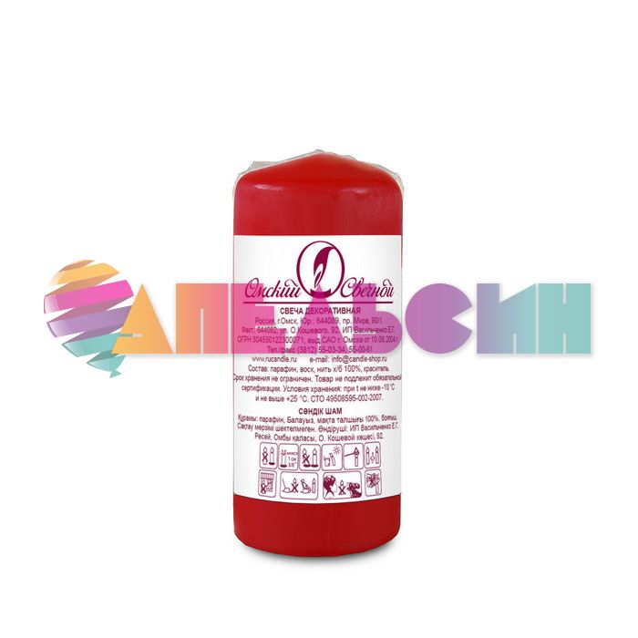 Свеча Красный 40х90мм пенек 079218