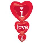 Шар фигура Сердце ILY тройная вертикаль красный A36"/91см (США) 17217