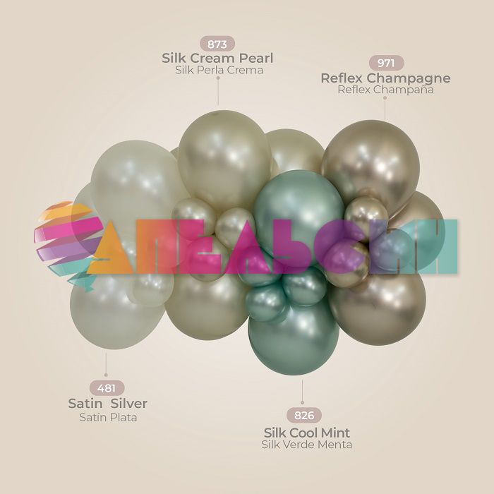 Шар шелк Зеленый S12"/30см (826) Cool Mint свежая мята 50шт/уп (Колумбия) 112826-бр 409665