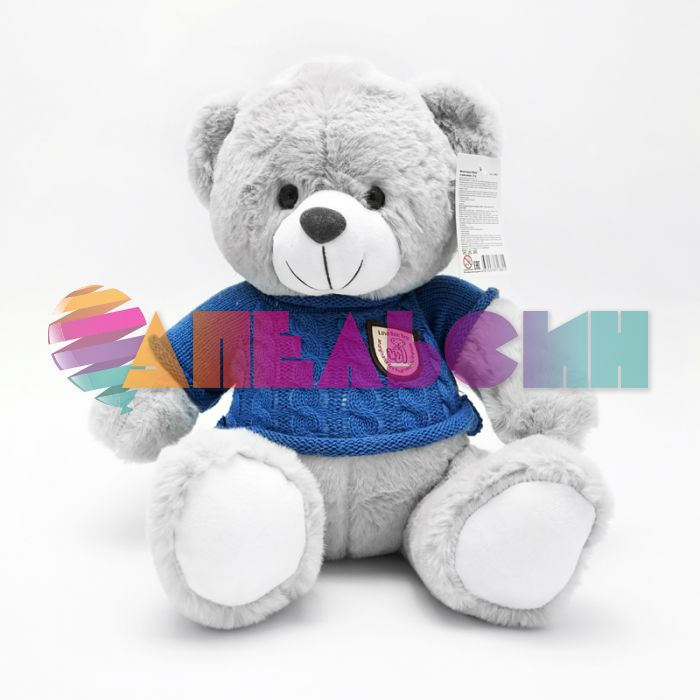 Игрушка Мишка в синем свитере 28см сидя 190210