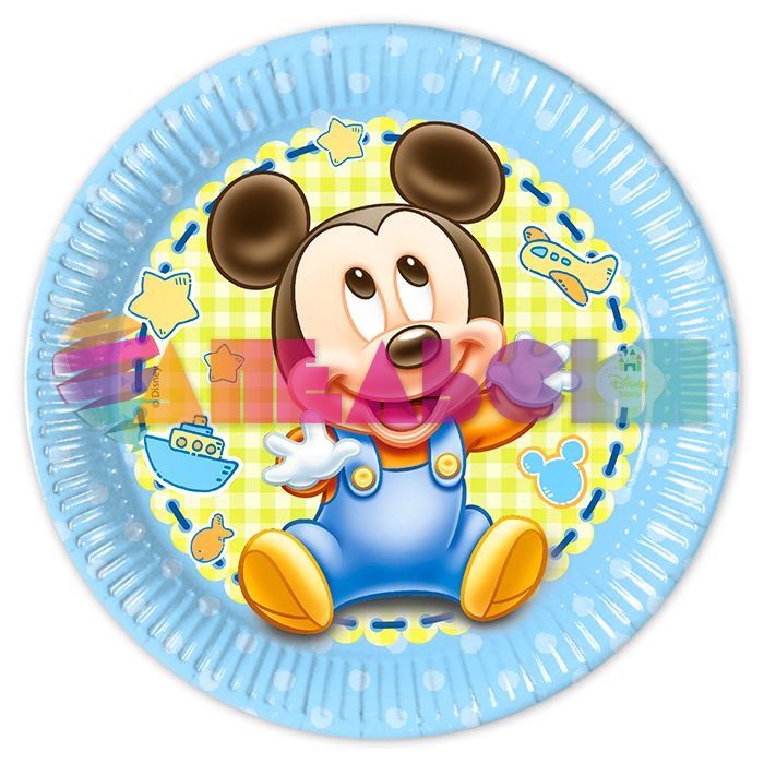 Тарелка Микки Малыш/ Mickey the Kid 20см 8шт/уп картон 84345